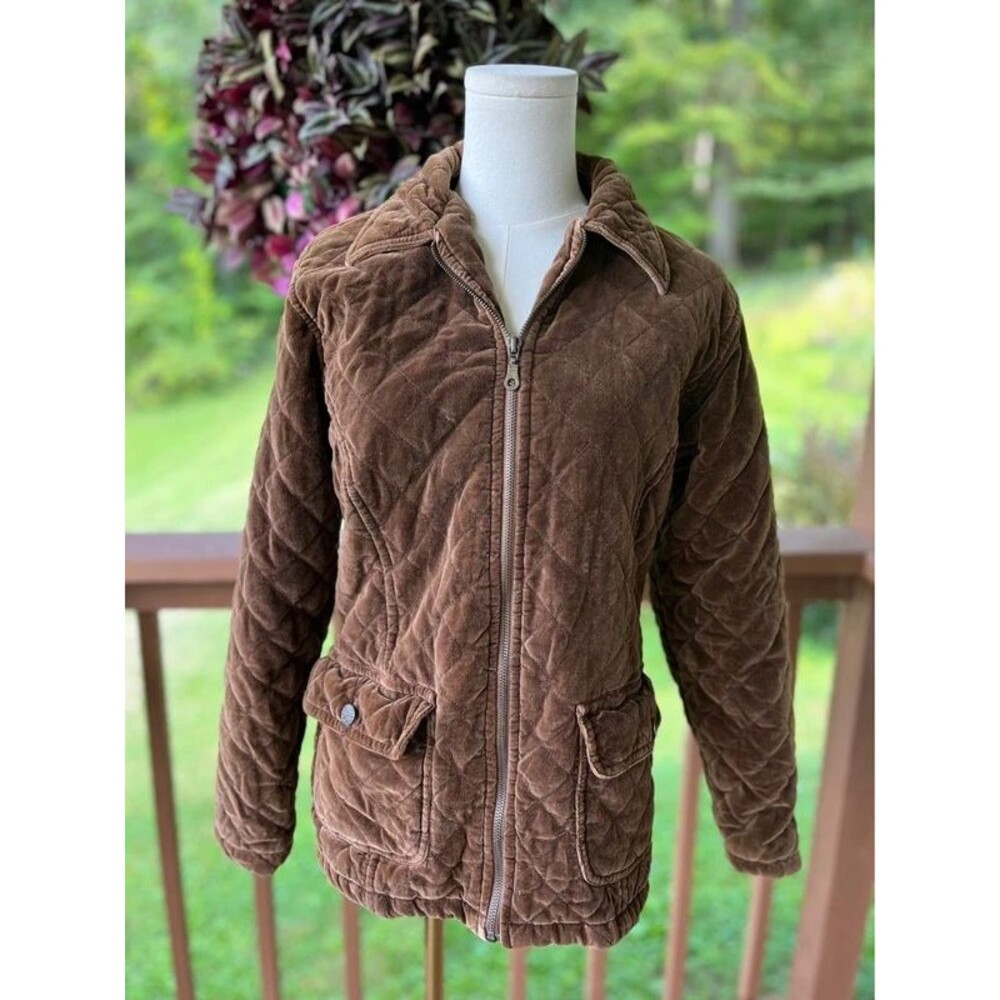 Vintage A.M.I. Brown Velvet Quilted Jacket Size M - Picture 2 of 7